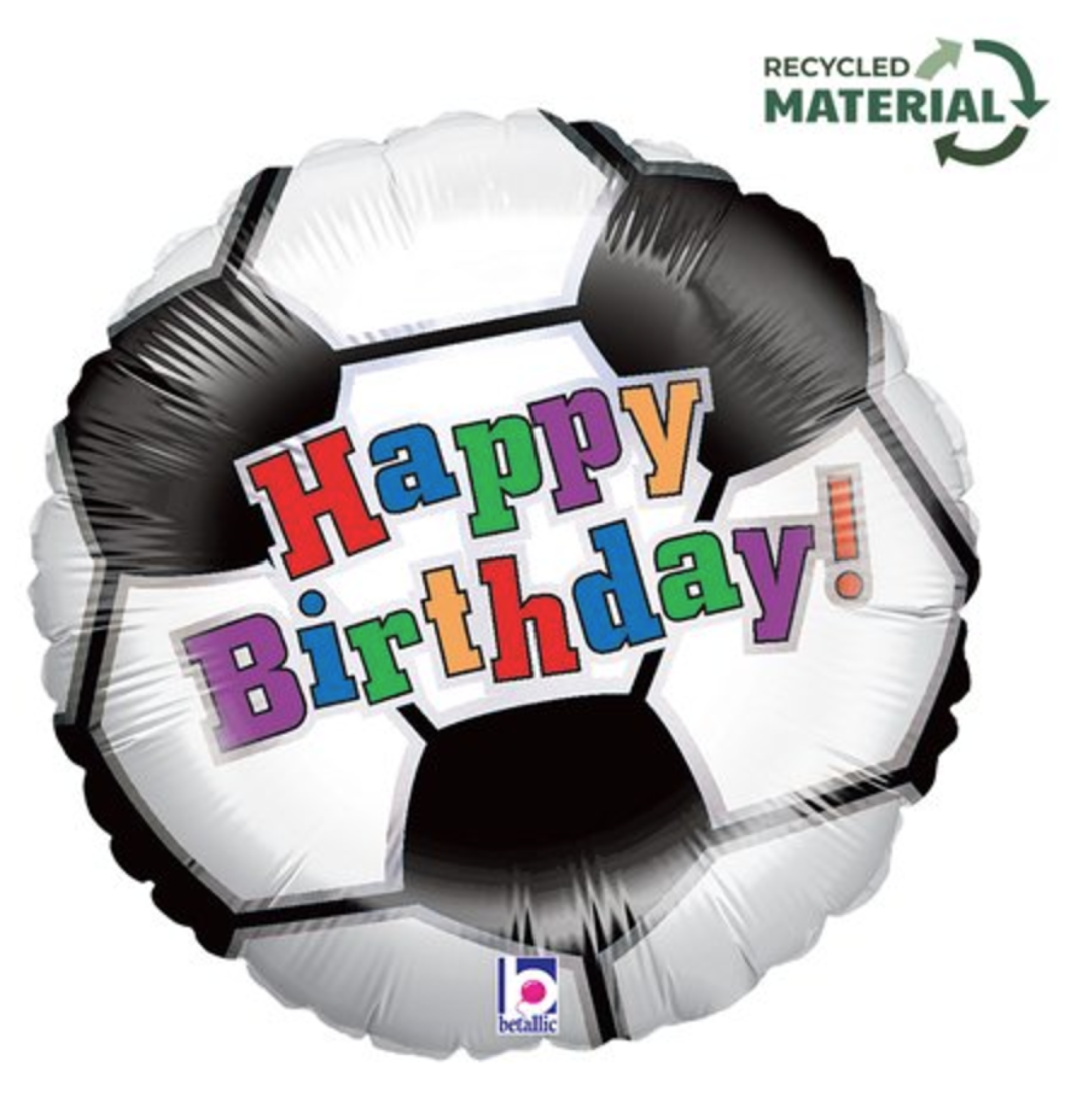 Folienballon - Happy Birthday, Fußball - ø 46cm